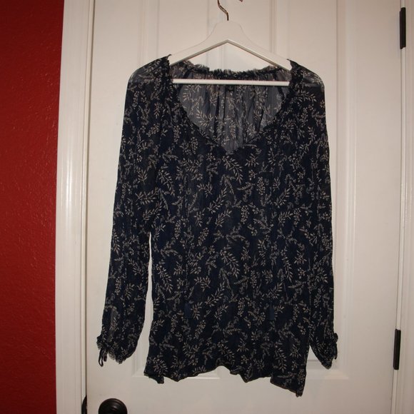 LUCKY BRAND 'Tossed Flower' Print Peasant Top sz L - Picture 5 of 13